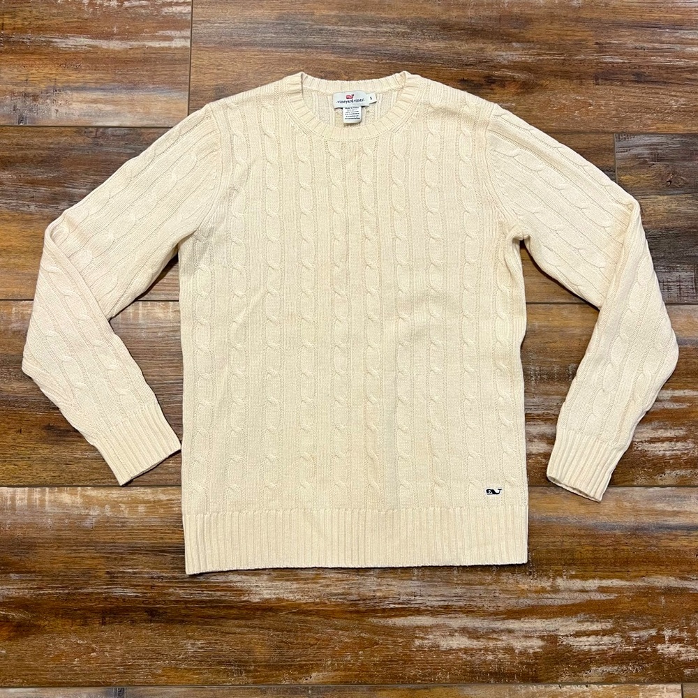 Vineyard Vines Women’s Ivory Cable Knit Sweater Small Excellent Condition